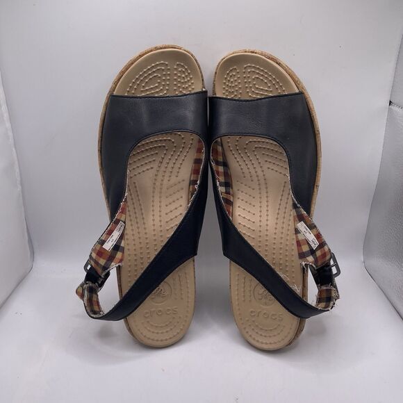 Crocs A-Leigh Wedge Cork Sandal Women's Size 10 Preppy Heel Summer Business - Picture 7 of 8